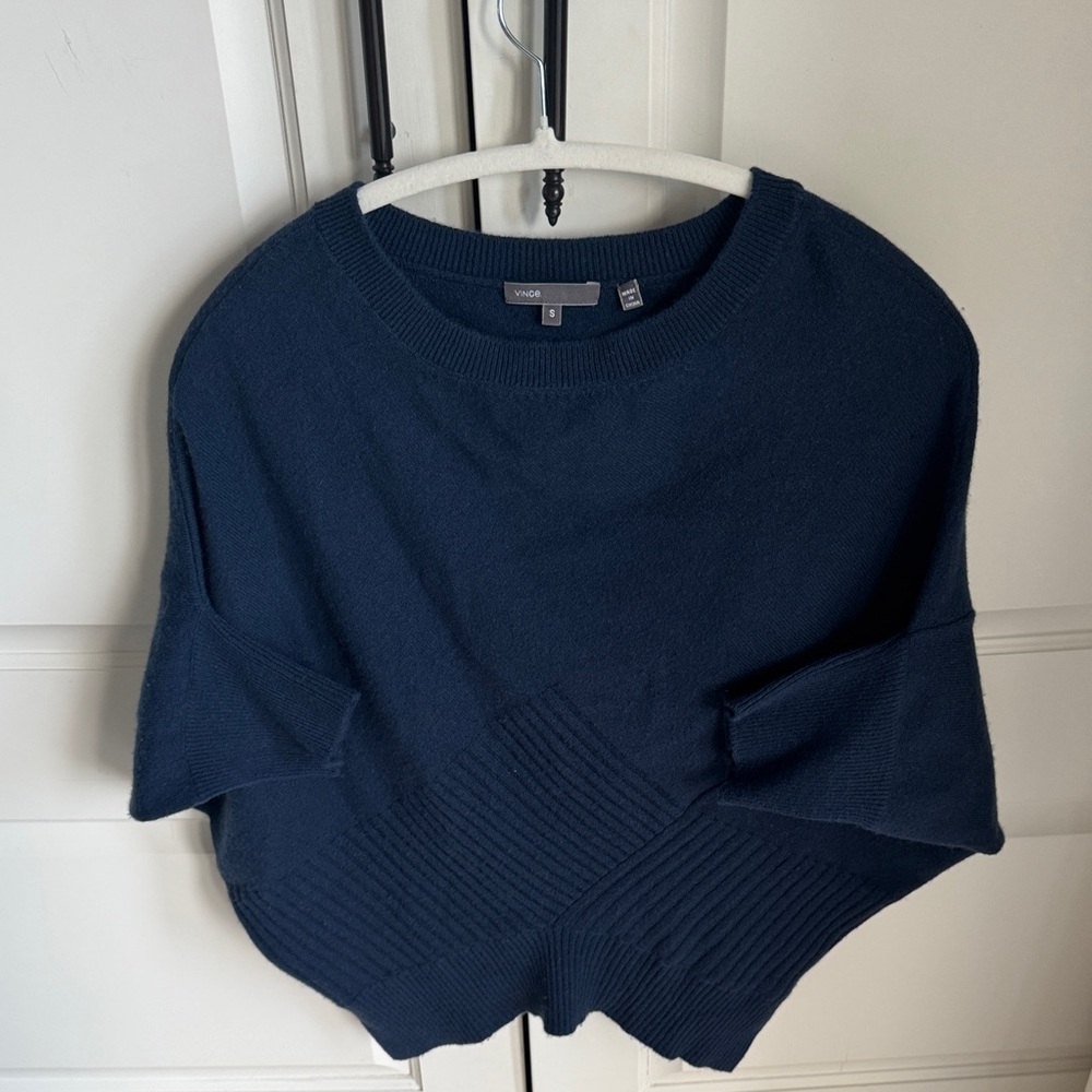 Vince Women's Navy Crew Neck Cashmere Poncho